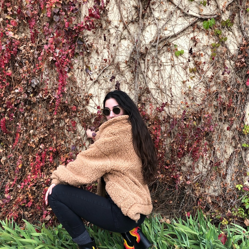 Khaki/beige fluffy Teddy jacket - Picture 2 of 2